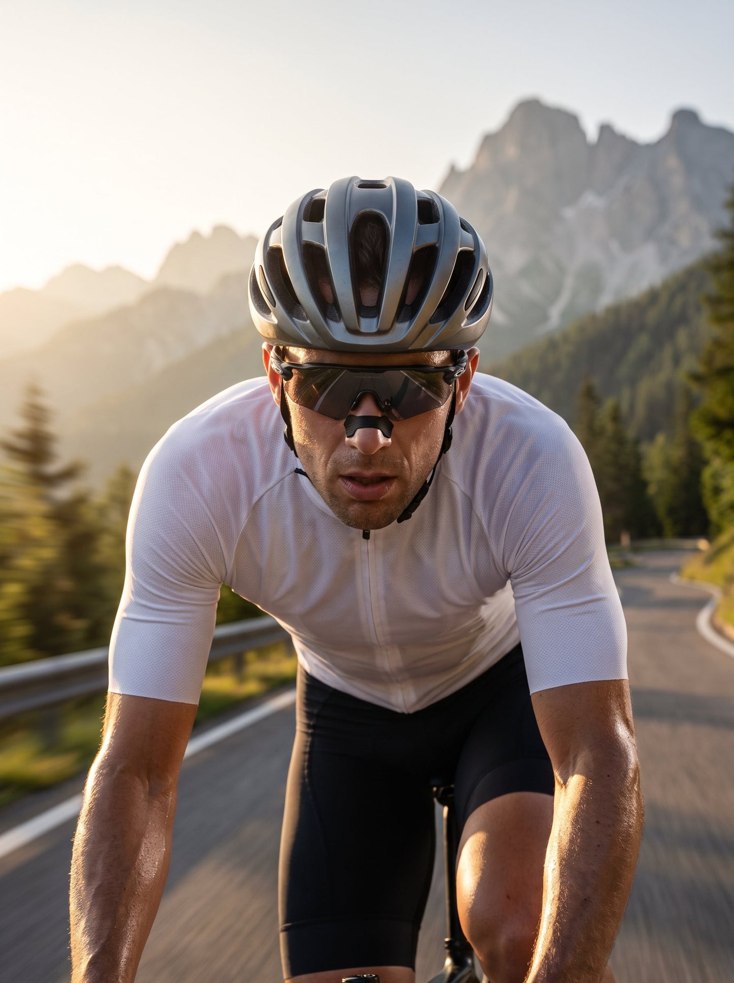 Ciclista usando las tiras nasales NovaFit
